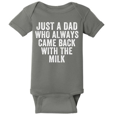 Just A Dad Who Always Came Back With The Milk Father’S Day Happy Proud Father Baby Bodysuit