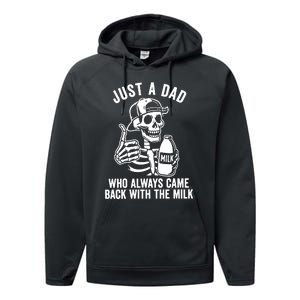 Just A Dad Who Always Came Back With The Milk Performance Fleece Hoodie