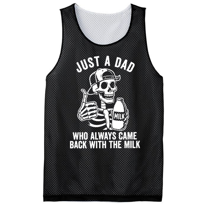 Just A Dad Who Always Came Back With The Milk Mesh Reversible Basketball Jersey Tank