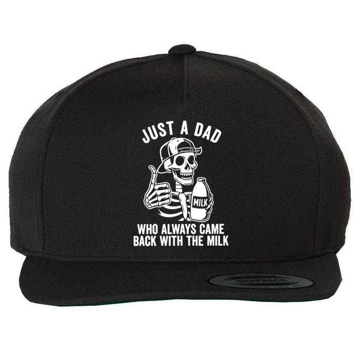 Just A Dad Who Always Came Back With The Milk Wool Snapback Cap