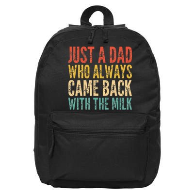Just A Dad Who Always Came Back With The Milk 16 in Basic Backpack
