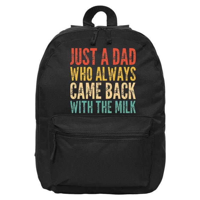 Just A Dad Who Always Came Back With The Milk 16 in Basic Backpack