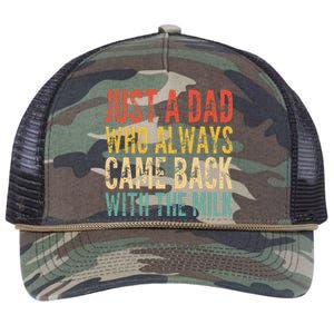 Just A Dad Who Always Came Back With The Milk Retro Rope Trucker Hat Cap