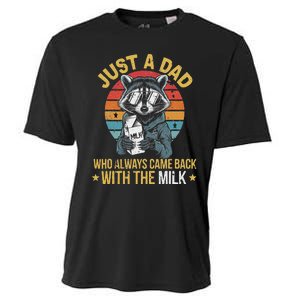 Just A Dad Who Always Came Back With The Milk FatherS Day Cooling Performance Crew T-Shirt