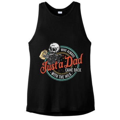 Just A Dad Who Always Came Back With The Milk Fathers Day Ladies PosiCharge Tri-Blend Wicking Tank