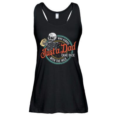 Just A Dad Who Always Came Back With The Milk Fathers Day Ladies Essential Flowy Tank