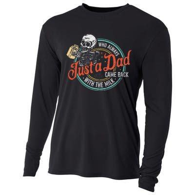 Just A Dad Who Always Came Back With The Milk Fathers Day Cooling Performance Long Sleeve Crew