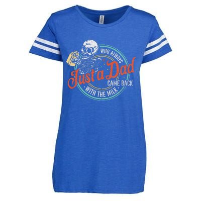 Just A Dad Who Always Came Back With The Milk Fathers Day Enza Ladies Jersey Football T-Shirt