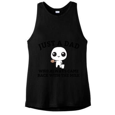 Just A Dad Who Always Came Back With The Milk Fathers Day Ladies PosiCharge Tri-Blend Wicking Tank