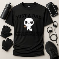 Just A Dad Who Always Came Back With The Milk Fathers Day Cooling Performance Crew T-Shirt