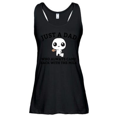 Just A Dad Who Always Came Back With The Milk Fathers Day Ladies Essential Flowy Tank