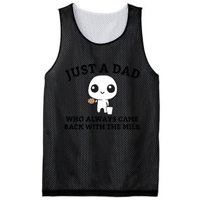 Just A Dad Who Always Came Back With The Milk Fathers Day Mesh Reversible Basketball Jersey Tank