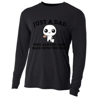 Just A Dad Who Always Came Back With The Milk Fathers Day Cooling Performance Long Sleeve Crew