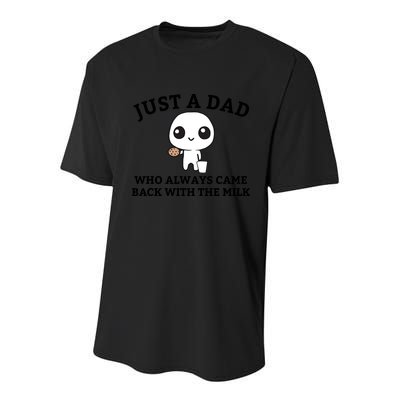 Just A Dad Who Always Came Back With The Milk Fathers Day Youth Performance Sprint T-Shirt