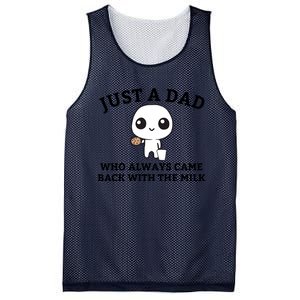 Just A Dad Who Always Came Back With The Milk Fathers Day Mesh Reversible Basketball Jersey Tank