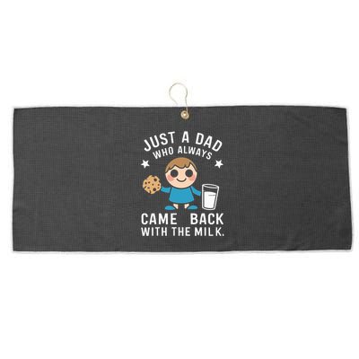 Just A Dad Who Always Came Back With The Milk Large Microfiber Waffle Golf Towel