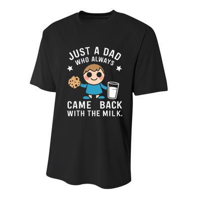 Just A Dad Who Always Came Back With The Milk Youth Performance Sprint T-Shirt