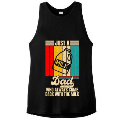Just A Dad Who Always Came Back With The Milk FatherS Day Ladies PosiCharge Tri-Blend Wicking Tank