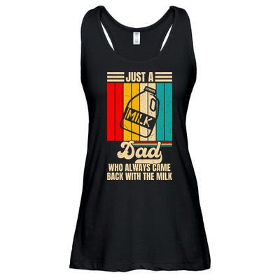 Just A Dad Who Always Came Back With The Milk FatherS Day Ladies Essential Flowy Tank