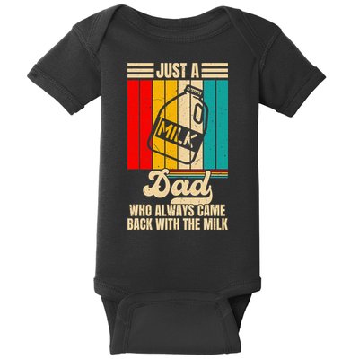 Just A Dad Who Always Came Back With The Milk FatherS Day Baby Bodysuit