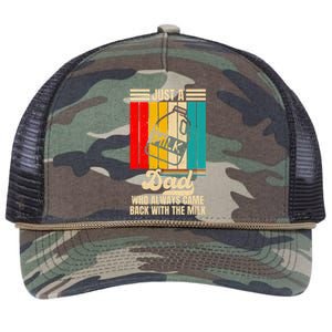 Just A Dad Who Always Came Back With The Milk FatherS Day Retro Rope Trucker Hat Cap