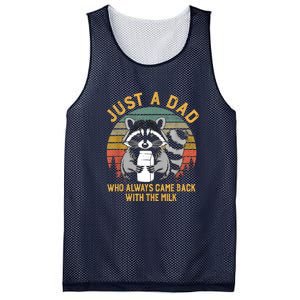 Just A Dad Who Always Came Back With The Milk Racoon Fathers Mesh Reversible Basketball Jersey Tank