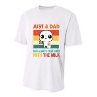 Just A Dad Who Always Came Back With The Milk Youth Performance Sprint T-Shirt