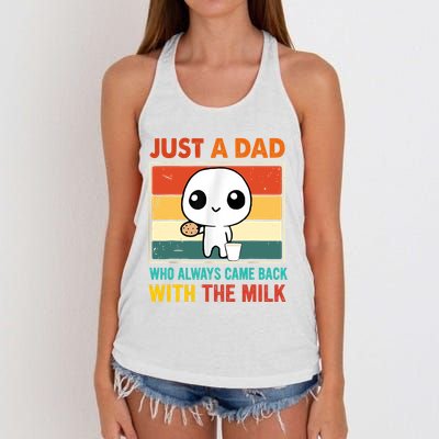 Just A Dad Who Always Came Back With The Milk Women's Knotted Racerback Tank