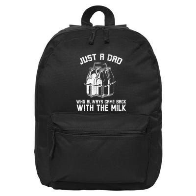 Just A Dad Who Always Came Back With The Milk 16 in Basic Backpack