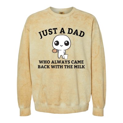 Just A Dad Who Always Came Back With The Milk Fathers Day Colorblast Crewneck Sweatshirt