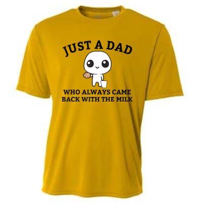 Just A Dad Who Always Came Back With The Milk Fathers Day Cooling Performance Crew T-Shirt