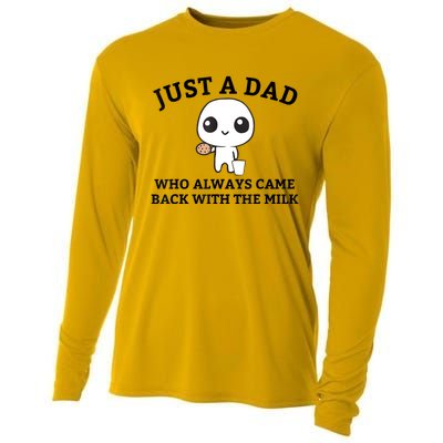 Just A Dad Who Always Came Back With The Milk Fathers Day Cooling Performance Long Sleeve Crew