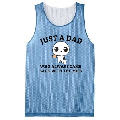 Just A Dad Who Always Came Back With The Milk Fathers Day Mesh Reversible Basketball Jersey Tank