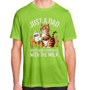 Just A Dad Who Always Came Back With The Milk Funny Cat Art Adult ChromaSoft Performance T-Shirt