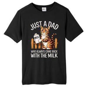 Just A Dad Who Always Came Back With The Milk Funny Cat Art Tall Fusion ChromaSoft Performance T-Shirt