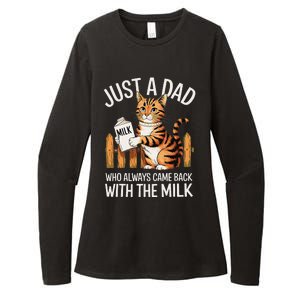 Just A Dad Who Always Came Back With The Milk Funny Cat Art Womens CVC Long Sleeve Shirt