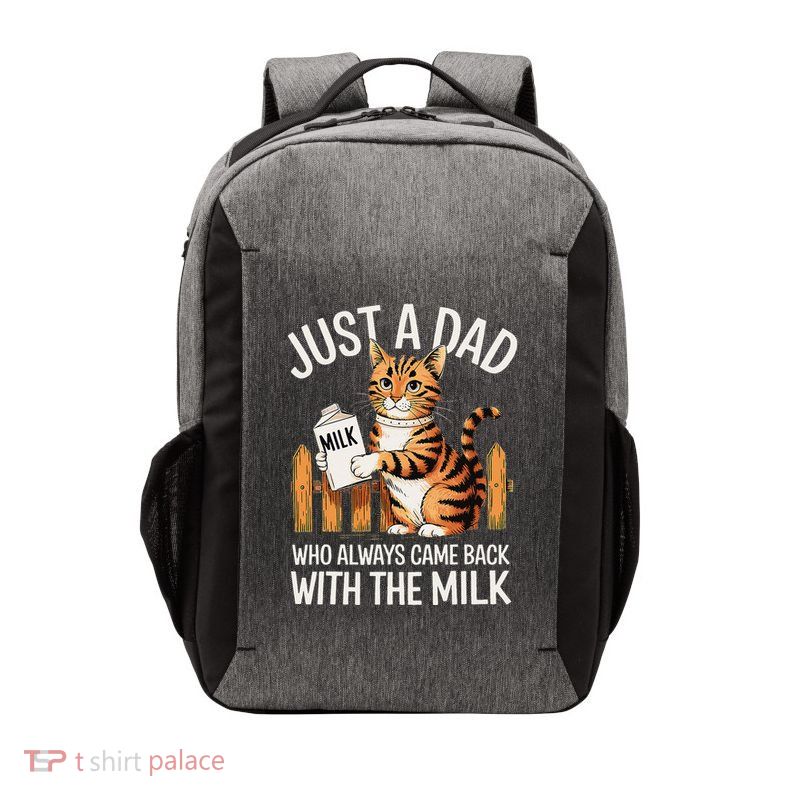 Just A Dad Who Always Came Back With The Milk Funny Cat Art Vector Backpack
