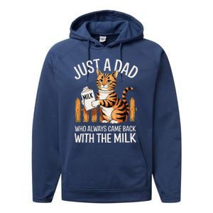 Just A Dad Who Always Came Back With The Milk Funny Cat Art Performance Fleece Hoodie