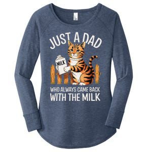 Just A Dad Who Always Came Back With The Milk Funny Cat Art Women's Perfect Tri Tunic Long Sleeve Shirt