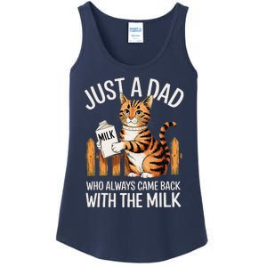 Just A Dad Who Always Came Back With The Milk Funny Cat Art Ladies Essential Tank