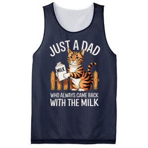 Just A Dad Who Always Came Back With The Milk Funny Cat Art Mesh Reversible Basketball Jersey Tank