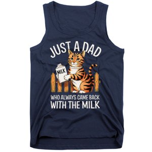 Just A Dad Who Always Came Back With The Milk Funny Cat Art Tank Top