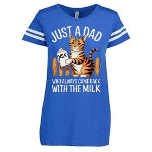 Just A Dad Who Always Came Back With The Milk Funny Cat Art Enza Ladies Jersey Football T-Shirt