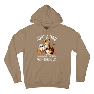 Just A Dad Who Always Came Back With The Milk Funny Cat Art Hoodie