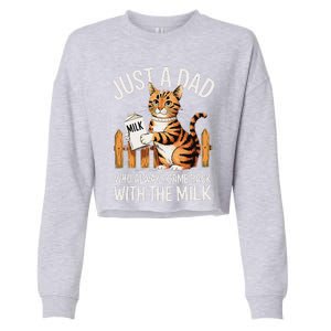 Just A Dad Who Always Came Back With The Milk Funny Cat Art Cropped Pullover Crew