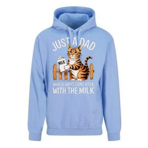 Just A Dad Who Always Came Back With The Milk Funny Cat Art Unisex Surf Hoodie