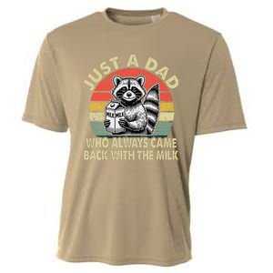 Just A Dad Who Always Came Back With The Milk FatherS Day Cooling Performance Crew T-Shirt