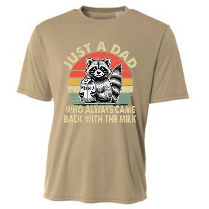 Just A Dad Who Always Came Back With The Milk FatherS Day Cooling Performance Crew T-Shirt