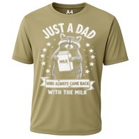 Just A Dad Who Always Came Back With The Milk Fathers Day 1 Gift Cooling Performance Crew T-Shirt