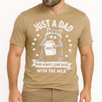 Just A Dad Who Always Came Back With The Milk Fathers Day 1 Gift Cooling Performance Crew T-Shirt